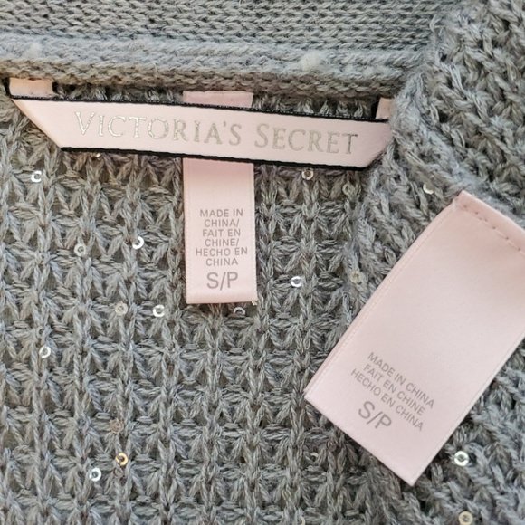 Victoria's Secret Grey Silver  Cardigan S-M sparkly sequin wrap cardigan sweater - Picture 9 of 11